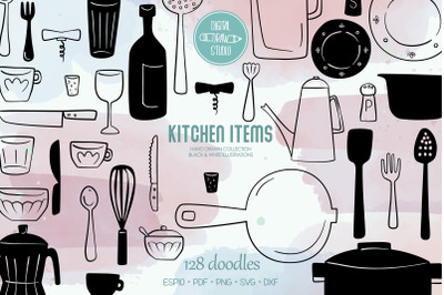 Kitchen items | Hand Drawn Household Cooking Doodles
