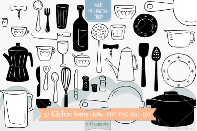 Kitchen items | Hand Drawn Household Cooking Doodles