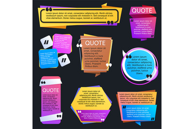 Quote texting boxes. Blog quotes bubble vector templates