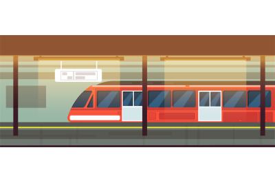 Empty subway station interior with metro train vector illustration