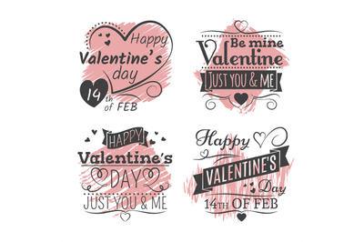 Valentines day banners on grunge colorful back