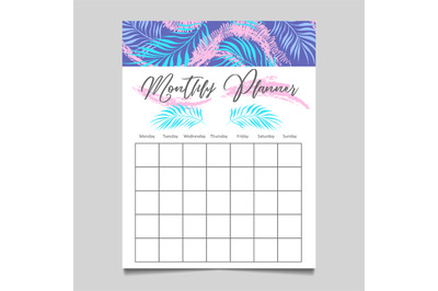Monthly planner template design