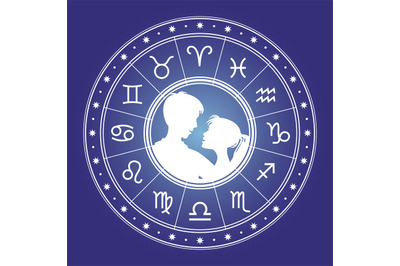 Couple man and woman and horoscope