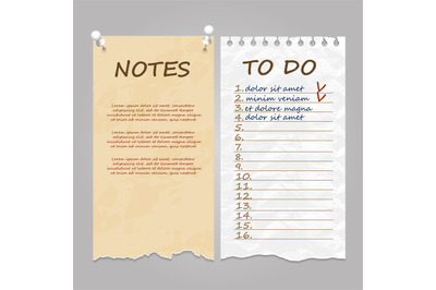 Ripped pages for notes, memo and to do list
