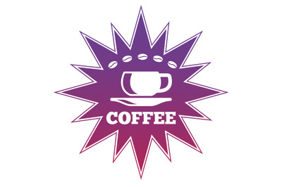 Coffee cup and coffee beans on bright star - shop label design