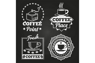 Coffee market shop and cafe label collection on chalkboard