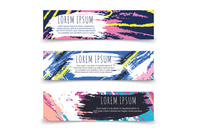 Colorful grunge horizontal banner templates vector