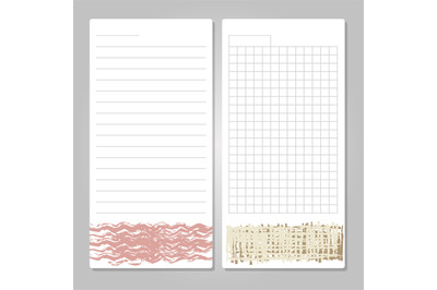 Notebook page templates with paper for notes&2C; memos&2C; checklist