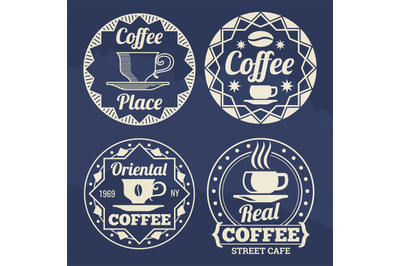 Stylish coffee labels vector design for cafe, shop, market