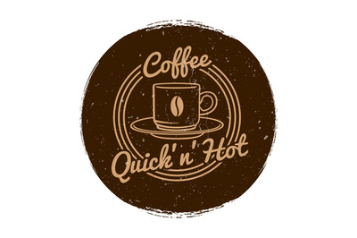 Vector cafe or coffee shop market label grunge style