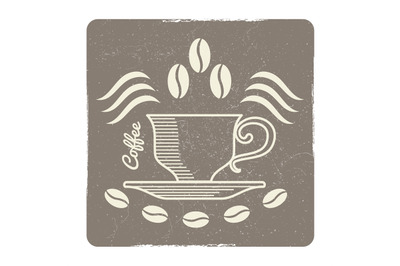 Vintage coffee cup logo design - vector label for cafe, coffee shop or