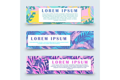 Colorful hawaii floral banners template