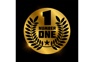 Number one retro label on shiny golden circle