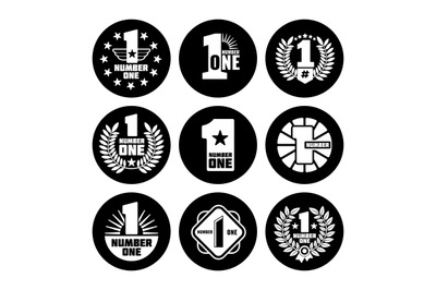 Number one vector labels on black icons