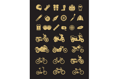 Racing motorcycle, bicycle, motorbike parts and transportation vector