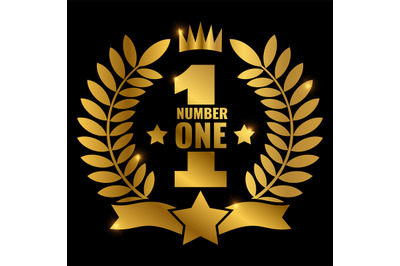 Shiny golden vector number one retro label design