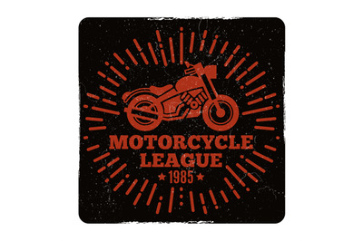 Vintage grunge motorcycle league emblem design