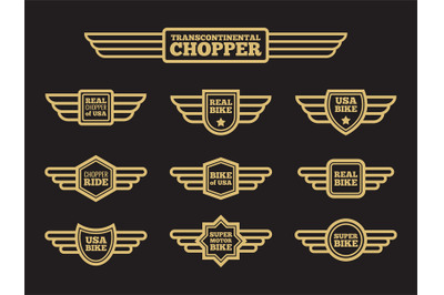 Sport motorbike vintage wing labels