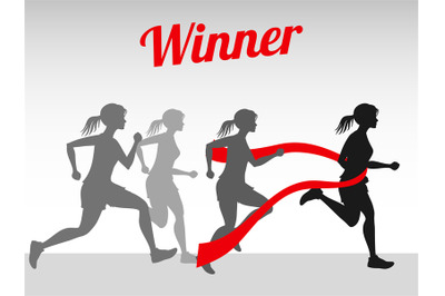 Winner vector concept with female running silhouettes