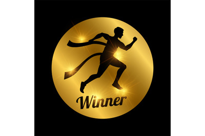 Winner vector icon black shiny running athlete