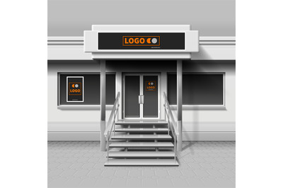 Store exterior facade for branding design and advertising banner
