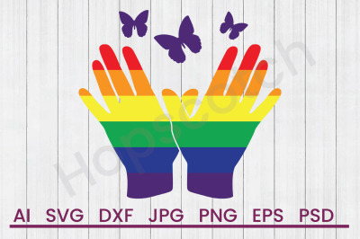 Gay Pride Hands - SVG File, DXF File