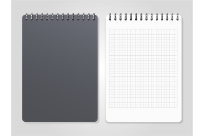 Realistic notebooks with spiral - cover and lined page