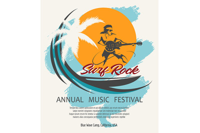 Summer Rock Music Festival Poster in Retro style