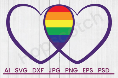 Gay Pride Hearts - SVG File, DXF File