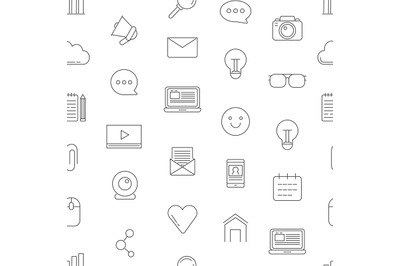 Vector line blog icons pattern or background illustration