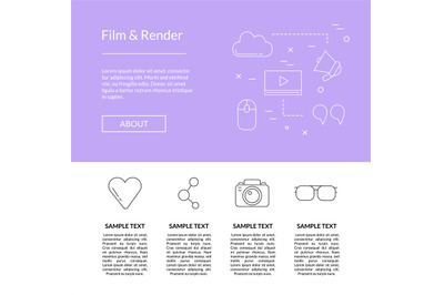 Vector line blog icons landing page template illustration