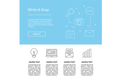 Vector line blog icons landing page template illustration