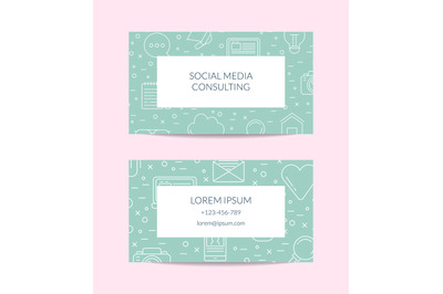 Vector line blog icons business card isolated