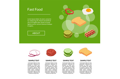 Vector isometric burger illustration banner for web