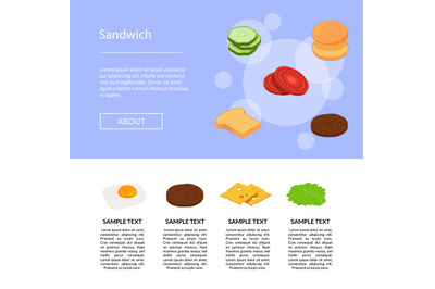 Vector isometric burger ingredients of set isolated