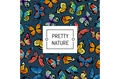 Vector decorative butterflies pattern colored background illustration