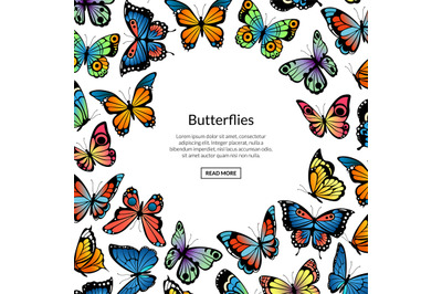 Vector decorative butterflies background illustration&2C; banner and post