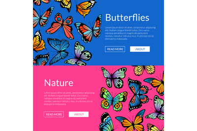 Vector decorative butterflies web banner templates illustration