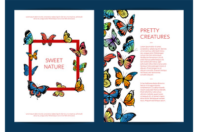 Vector decorative butterflies card or flyer template illustration