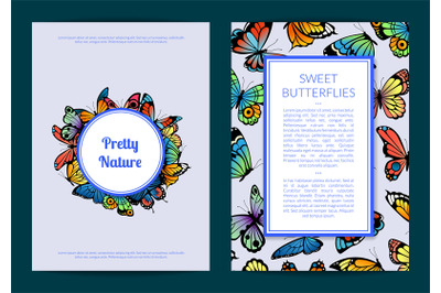 Vector decorative butterflies card or flyer template illustration