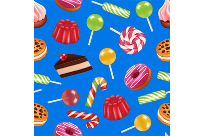 Vector realistic sweet candy pattern or background illustration