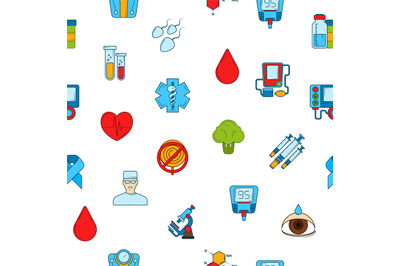 Vector colored diabetes icons pattern or background illustration