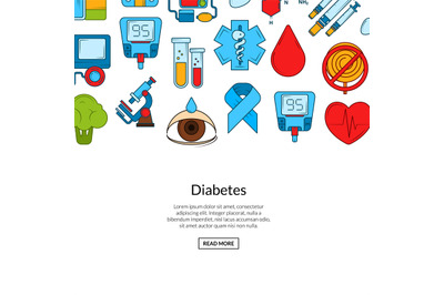 Vector colored diabetes icons background banner poster