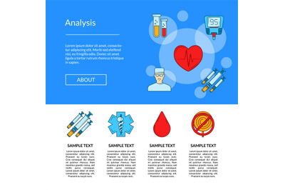 Vector diabetes icons page illustration colored design