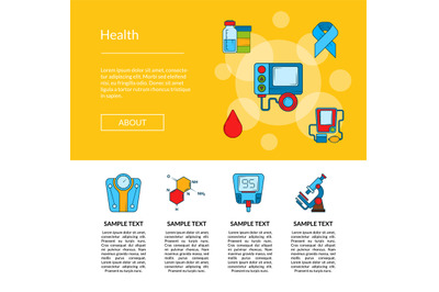 Vector colored diabetes icons web page template