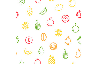 Vector line fruits icons pattern or background illustration