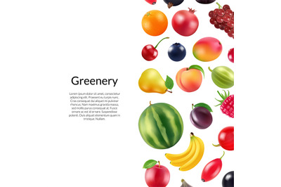 Vector realistic fruits and berries background with place for text ill