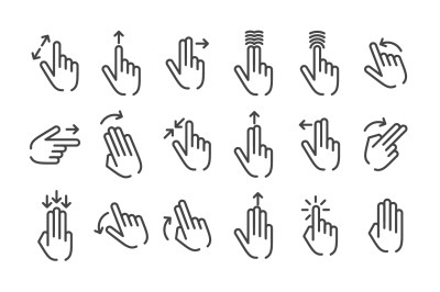 18 vector Hand Touch Gesture icon set.&nbsp;