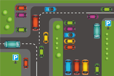 City car parking lot, city traffic info graphics.