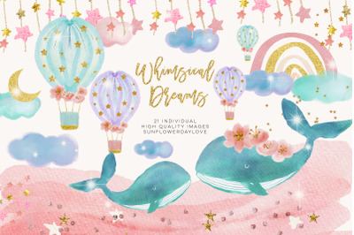 Baby Whales clipart&2C; Moon and star clip art